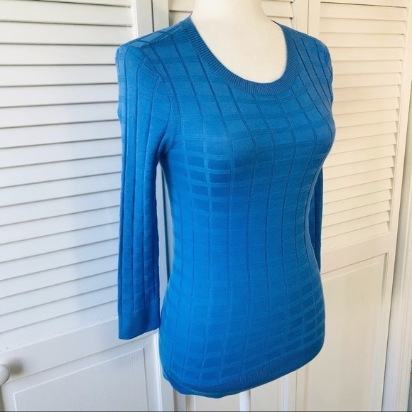 HALOGEN Blue Cotton Blend Sweater Size Extra Small - Picture 3 of 9